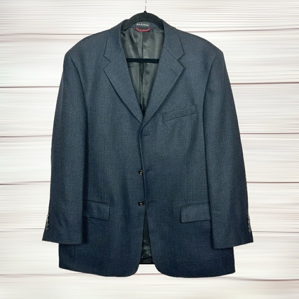 Pierre Cardin Wool Sport Coat Suit Jacket Three Buttons Front Stone Blue 44R